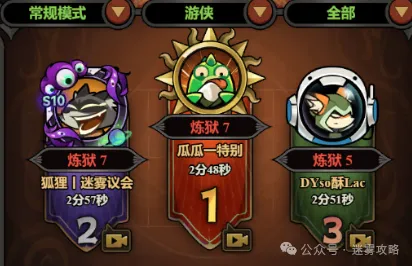 迷雾大陆S10魔王塔1阶段各职业成绩排名